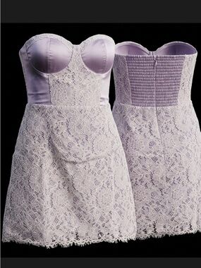 Fate Strapless Lace Bustier Dress - Lavender Size XS, S, M, L, XL